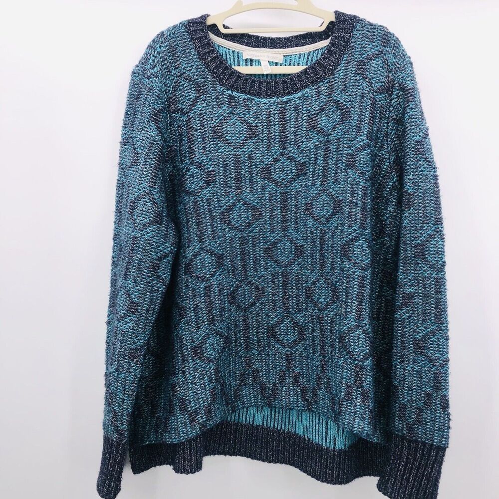 Victoria's Secret Blue Teal High Low Cotton Wool Alpaca Blend Sweater Size XL